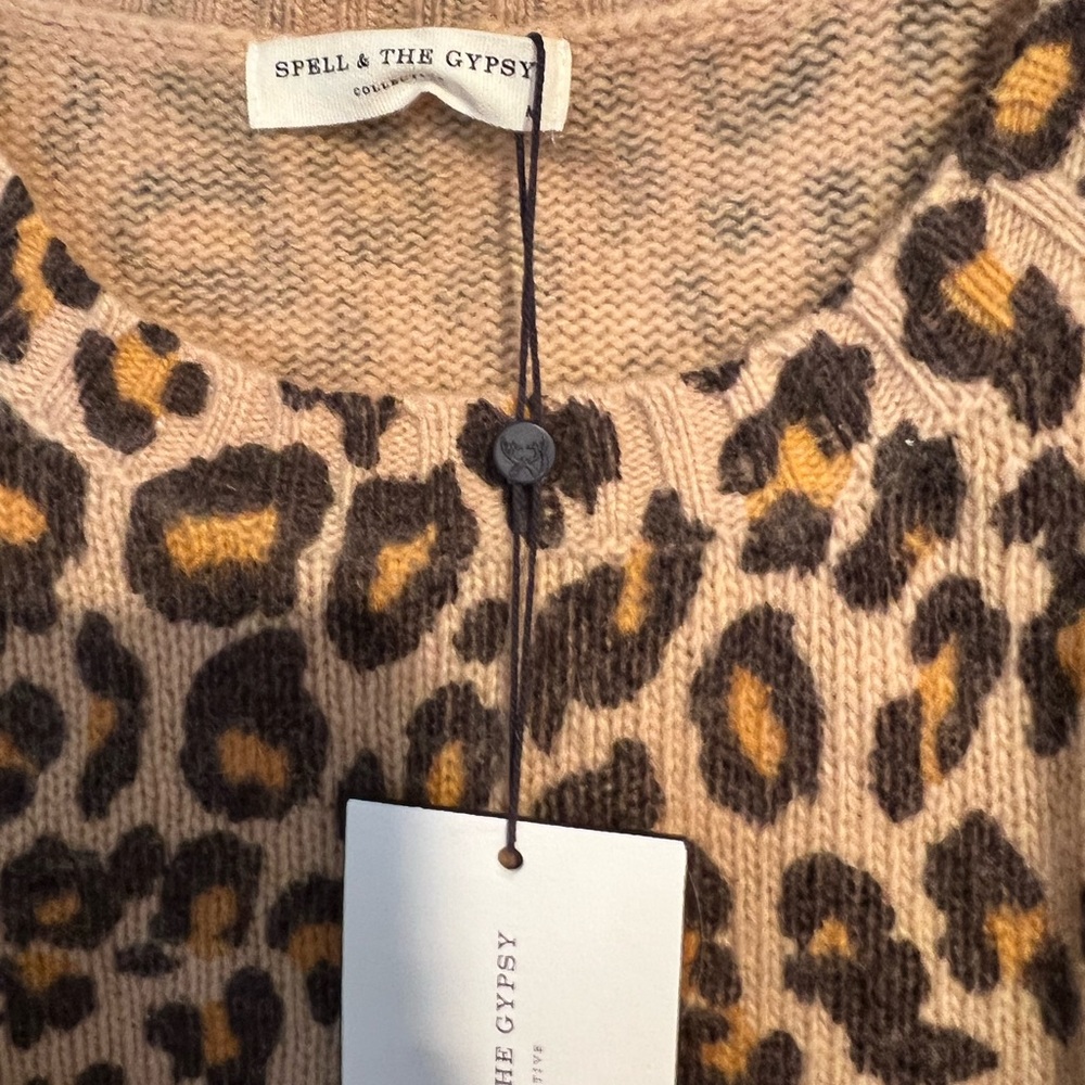 Spell Wildcat Sweater - NWT - Tan and Brown Leopard - NWT - Sz. M- 🐆🐆🐆🐆🐆 - Picture 6 of 10